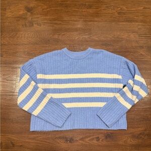 Pink Rose Blue and Cream Striped Sweater